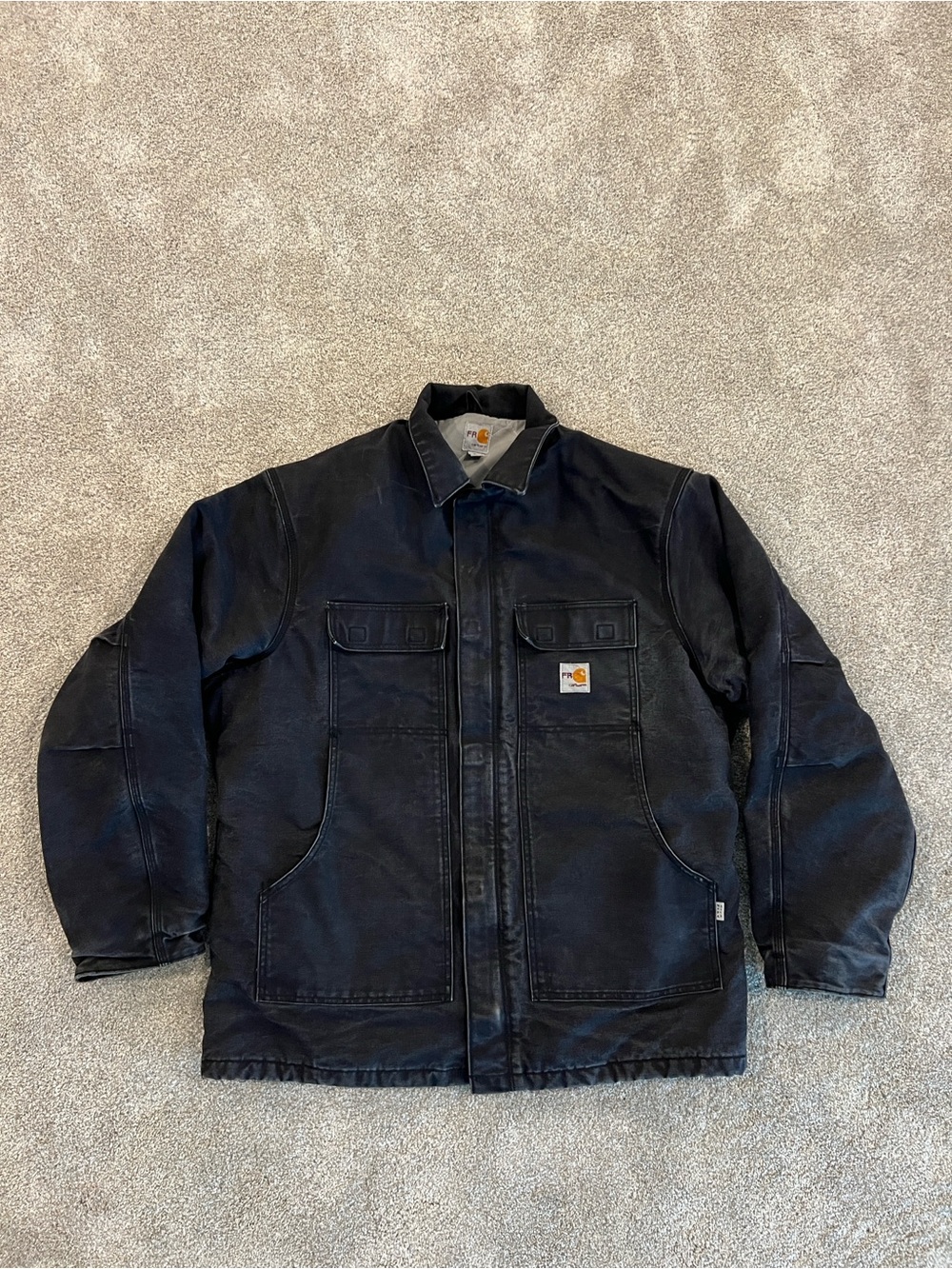 Carhartt FR Canvas Coat Flame Resistant Black Men’s Size XL Tall Quilted 101618,